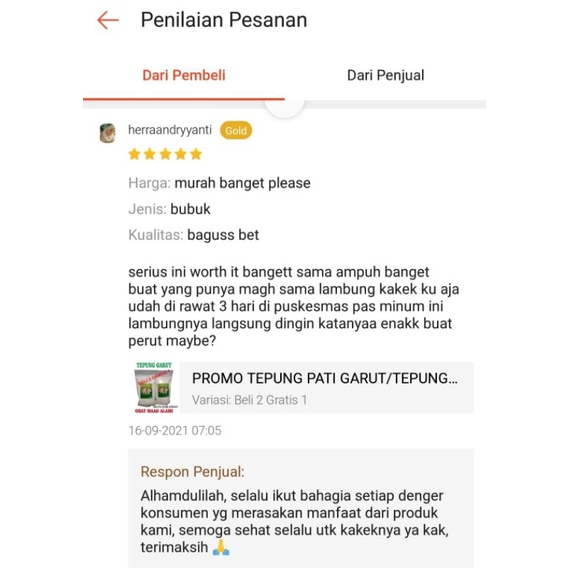 

RB22 Ready Tepung Garut/Aroowroot/Pati Asam Lambung - 1 Kg