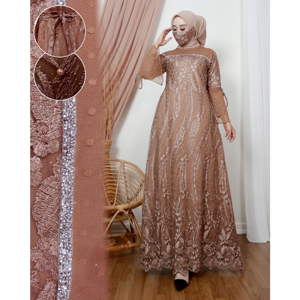 Kadai.baju / Gamis tulle brukat / Dress party / Gamis pesta / Maxi dress Size M L XL XXL