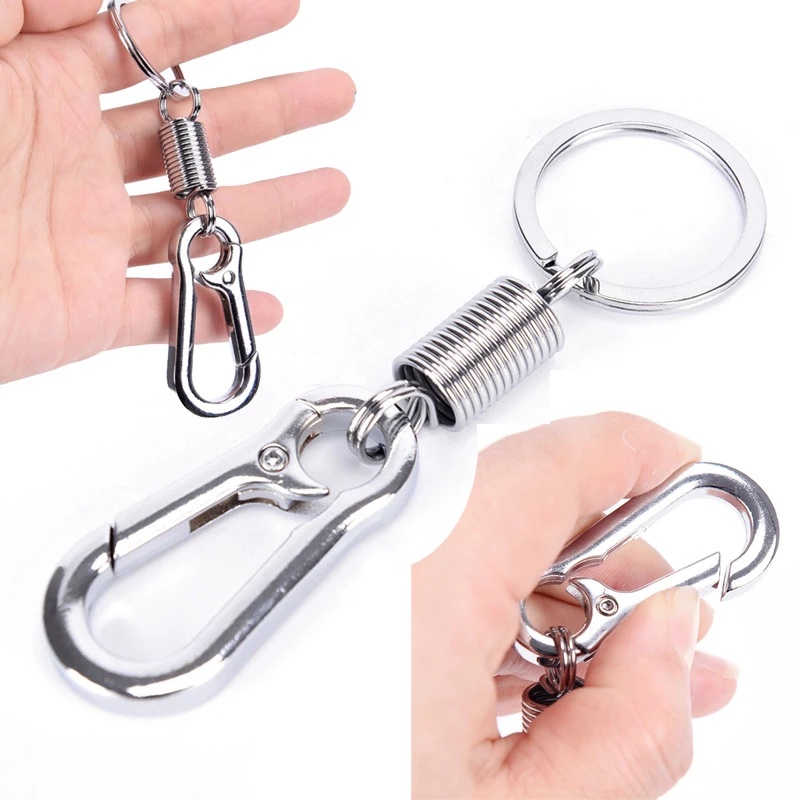 1pc Gantungan Kunci Carabiner Retractable Bahan Metal Gaya Vintage