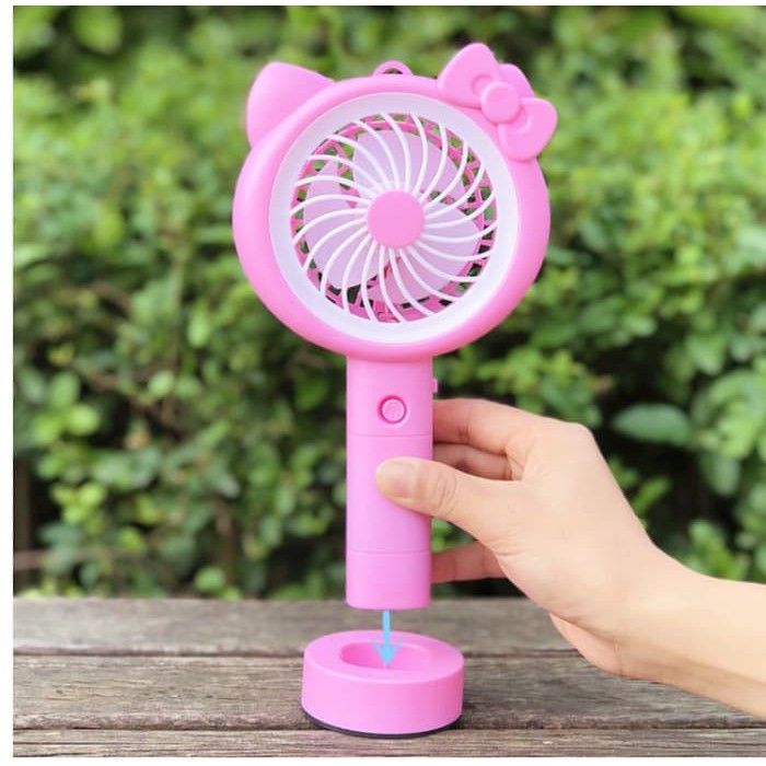 HELLO KITTY KIPAS ANGIN PORTABLE / STANDING MINI FAN LAMPU LED KARAKTER