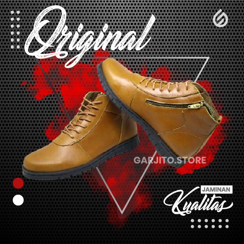Sepatu Boots Pria  Berkualitas Aloof Care Zipper Kulit Asli Original