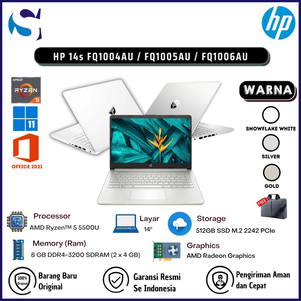 Jual Hp 14s Fq1004au Fq1005au Fq1006au Ryzen 5 5500u8gb512gbw10ohs Indonesiashopee Indonesia 7437