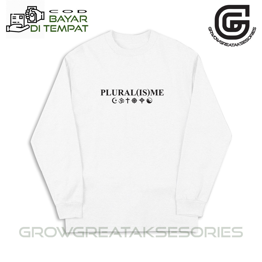 Kaos Pria Lengan Panjang Pluralisme Cotton Combed 30s - Longsleeve - Putih