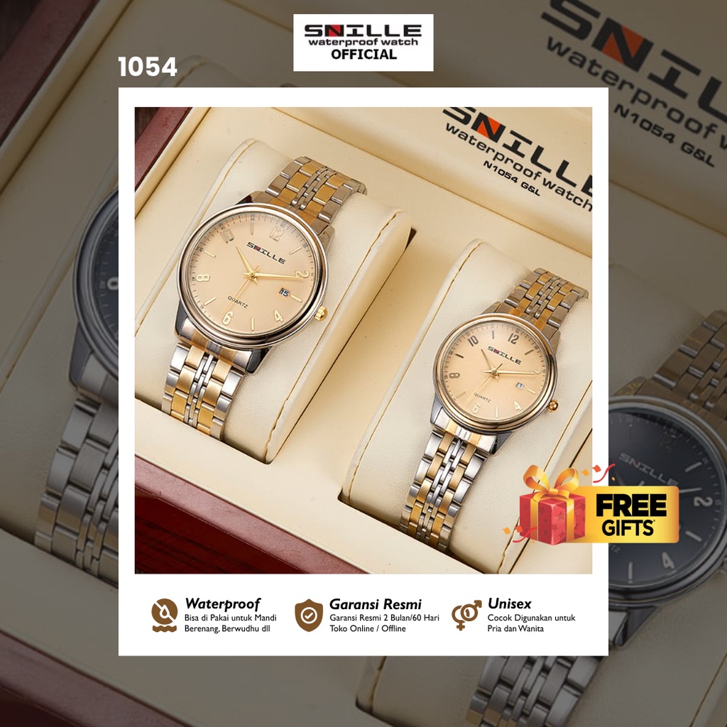 Snille Jam Tangan Rantai Wanita Couple Unisex Original Asli Anti Air Waterproof 1054