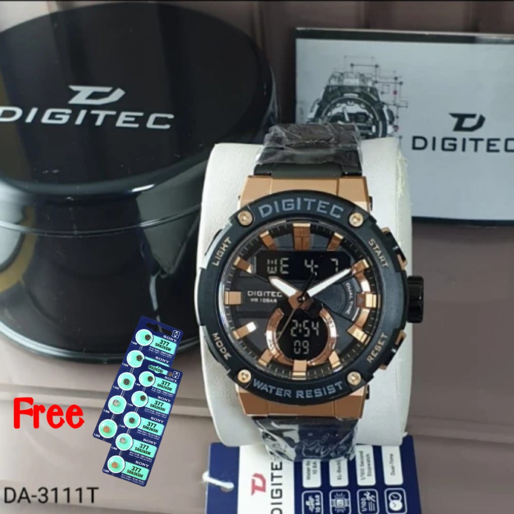 Jam Tangan Pria DIGITEC GA-3111 / 3111 /3111T Dual Time Kalep Rantai | Jam Tangan ORIGINAL