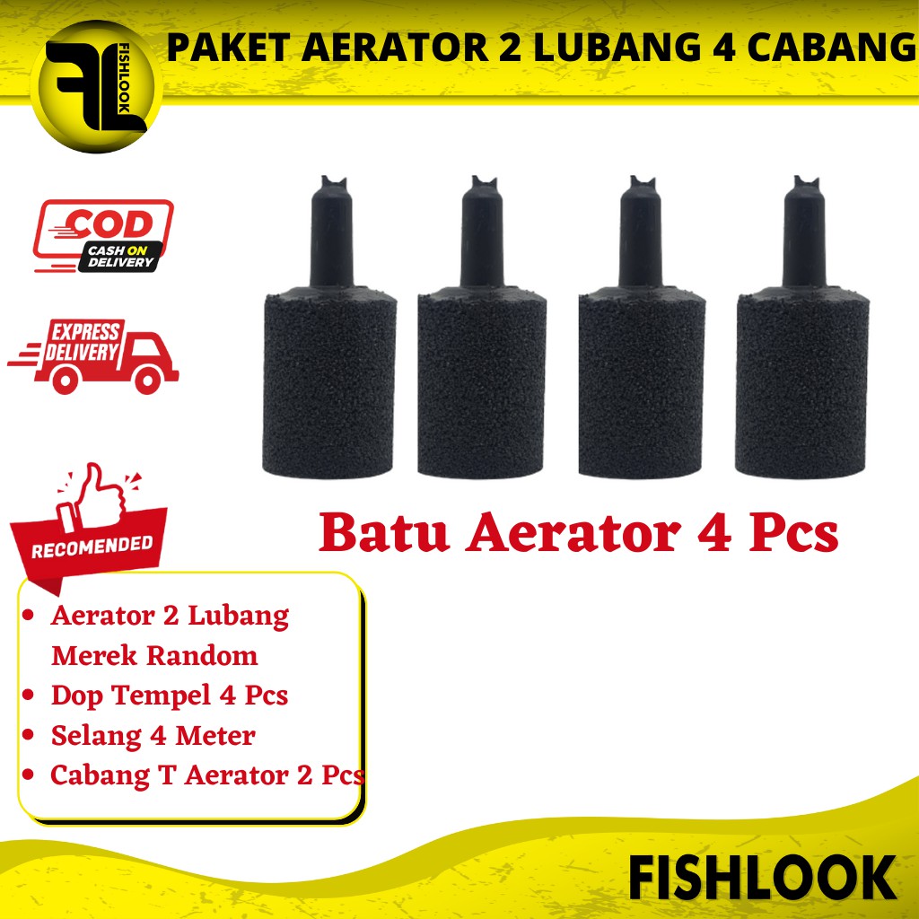 PAKET LENGKAP AERATOR 2 LUBANG CABANG 4 AQUASCAPE AQUARIUM KOLAM Gelembung Udara Aquarium Airator Airrator