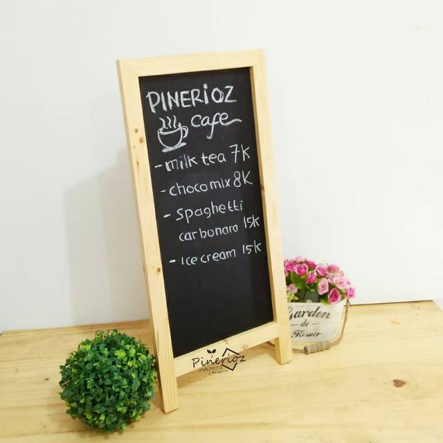 

[PINERIOZ] Papan Tulis Kapur standing 25*55cm/Papan Promo / Menu Bazar / Blackboard / Chalkboard