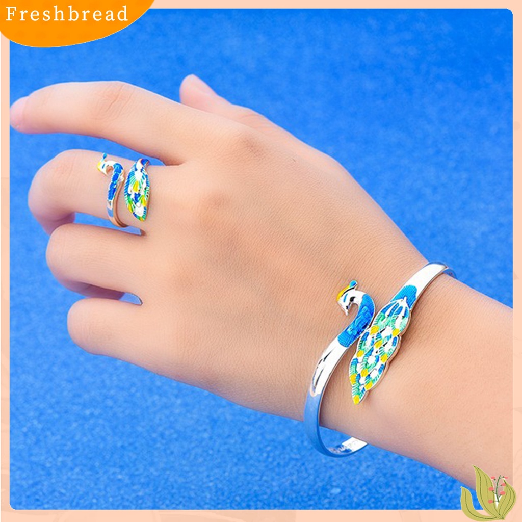 |Frebre Frebre| Gelang Cincin Electroplating Desain Merak Warna-Warni Gaya Elegan Untuk Wanita