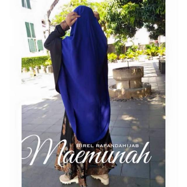 MAEMUNAH_Rafanda Hijab/Birel/Biru Elektrik/Bergo cadar pet antem, 115/130,free cadar tali