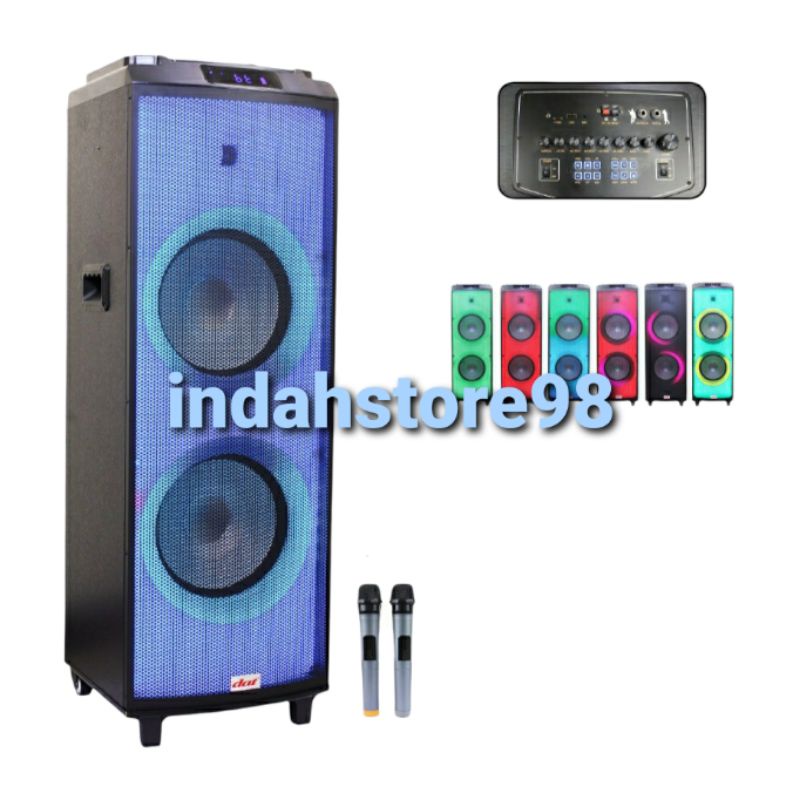 Speaker Aktif Portable 12 Inch DAT DT 2210 Full RGB Import Bluetooth XBass Mic Wireless Original