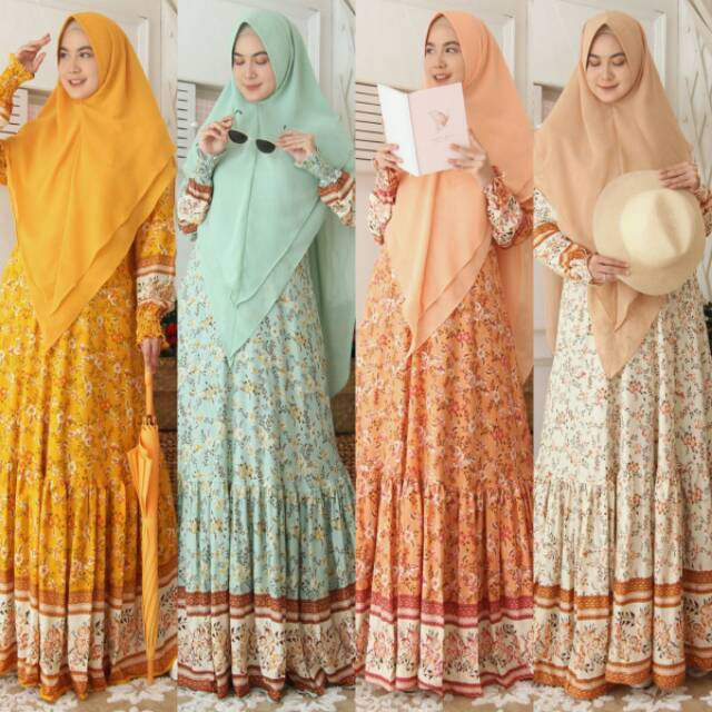 Syari Dress// Gamis Zulaikha Syari By Rin's// Gamis Bahan Rayon Viscose