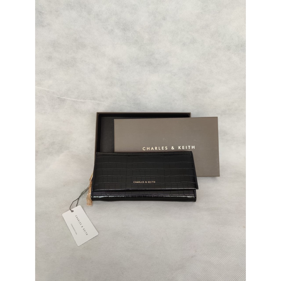 NEW !! CHARLES CHARLES&KEITHCNK WALLET ORI TASSEL DOMPET WANITA D8101/d007-cr croco hitam