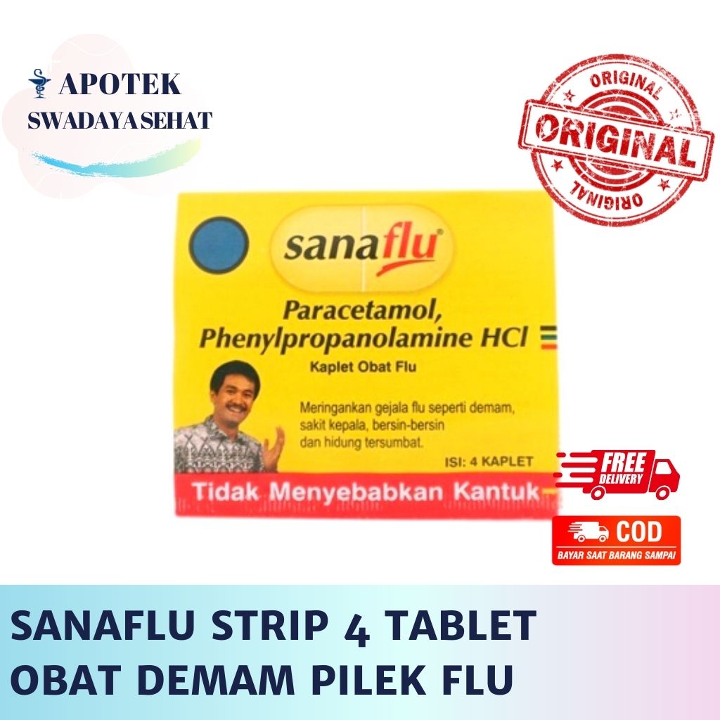 SANAFLU STRIP 4 Tablet - Obat Demam Pilek Flu Hidung Tersumbat Sana Flu Pusing