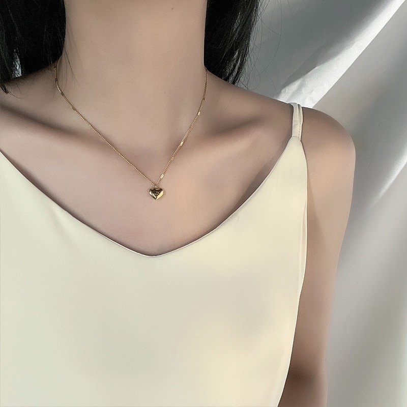 Kalung Rantai Choker Bahan Stainless Steel Warna Emas Untuk Wanita