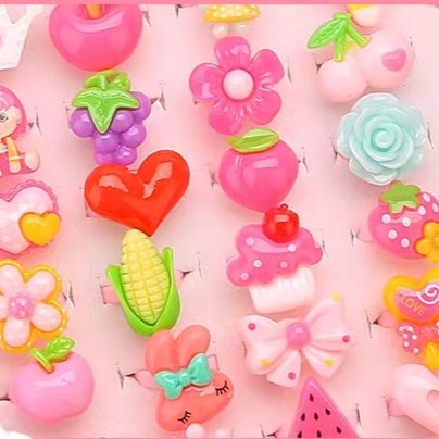 Bostonstore Cincin Anak Kartun / Cincin anak lucu ring princess set perhiasan anak kartun cincin kecil / Cincin Box MIni cincin Plastik Mainan Anak (10pcs) / Cincin Box Love / Cincin Anak Karakter