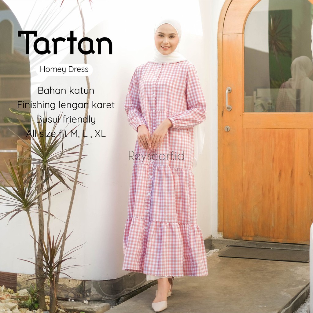 Homey Dress Tartan By Reyscarf Gamis Dewasa Luxury Nyaman Dipakai  Bahan Katun Premium Adem Nyaman Dipakai  I Bisa COD