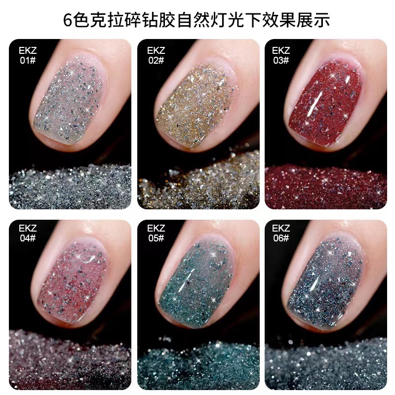 1SET AS GEL GLITTER SET 6 WARNA POT CARAT RUBBER FLASH MENYALA / KUTEK GEL FLASH AS GLITTER NEW CODE EKZ