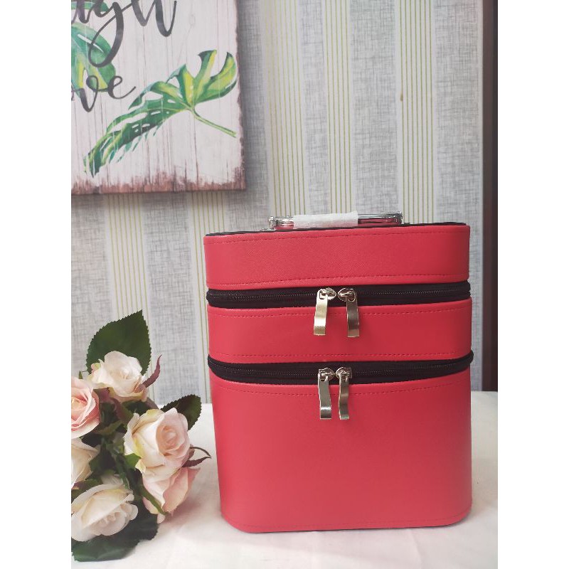 pouch Makeup susun merah/tas kosmetik/makeup box custom