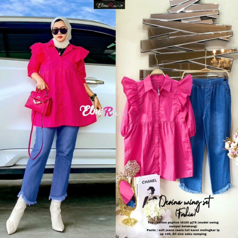 DEVINA SWING / PINGUIN / WING / MERMAID SET LILAC WHITE YELLOW BY ELMIRA-Devina wing fuchia