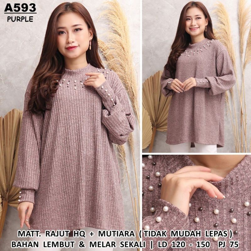 Baju Atasan Wanita Jumbo LD 120-150 / Atasan Waffle  Bigsize / Vidya