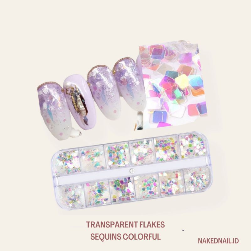 nail decoration transparan flakes hiasan kuku sequins kuku nail art