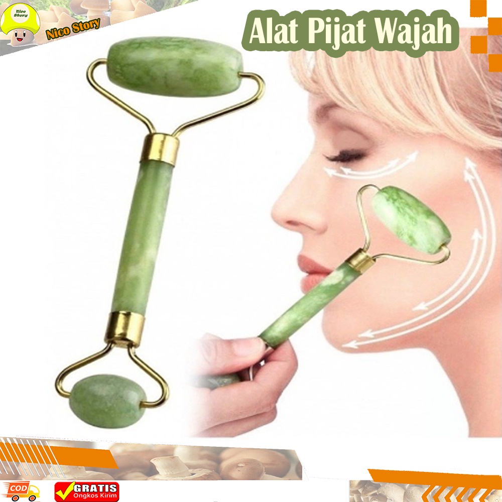 (NCS) Roller Jade Alat Pijat Muka Wajah Gua Sha / Face Beauty Guasha Board / Facial Massage Batu Giok