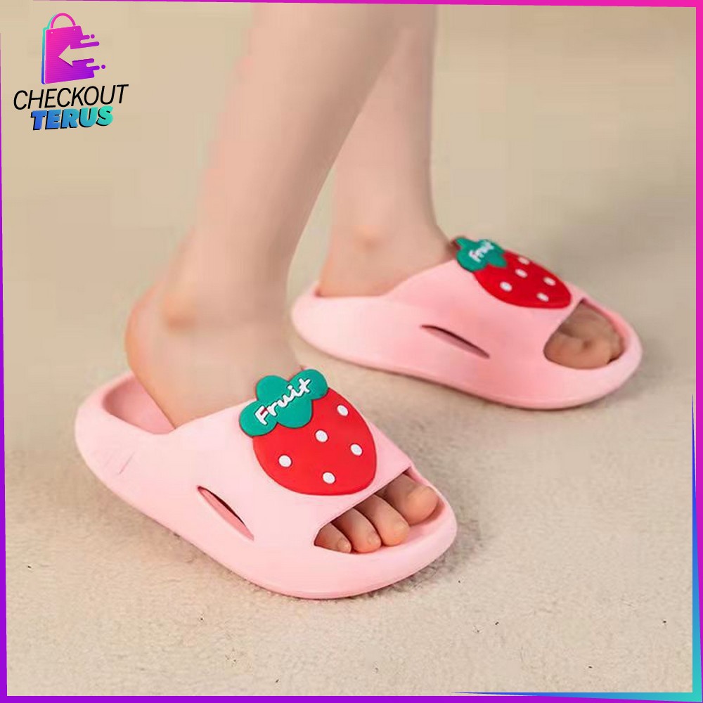 CT S43 Sandal Anak Slip On Motif Buah Selop Karakter Lucu Sendal Anak Perempuan Laki Laki Slippers Kids Cute Baby Import