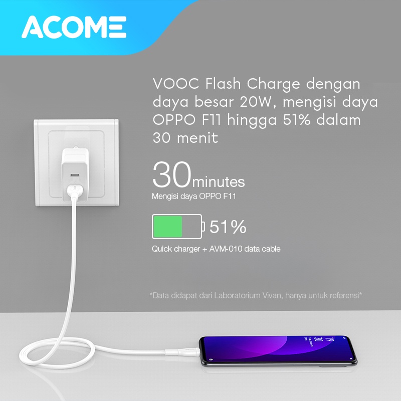 ACOME Kabel Micro USB Support OPPO VOOC Fast Charging Arus Maksimal 4A Support VOOC Garansi Resmi 1 Tahun AVM-010