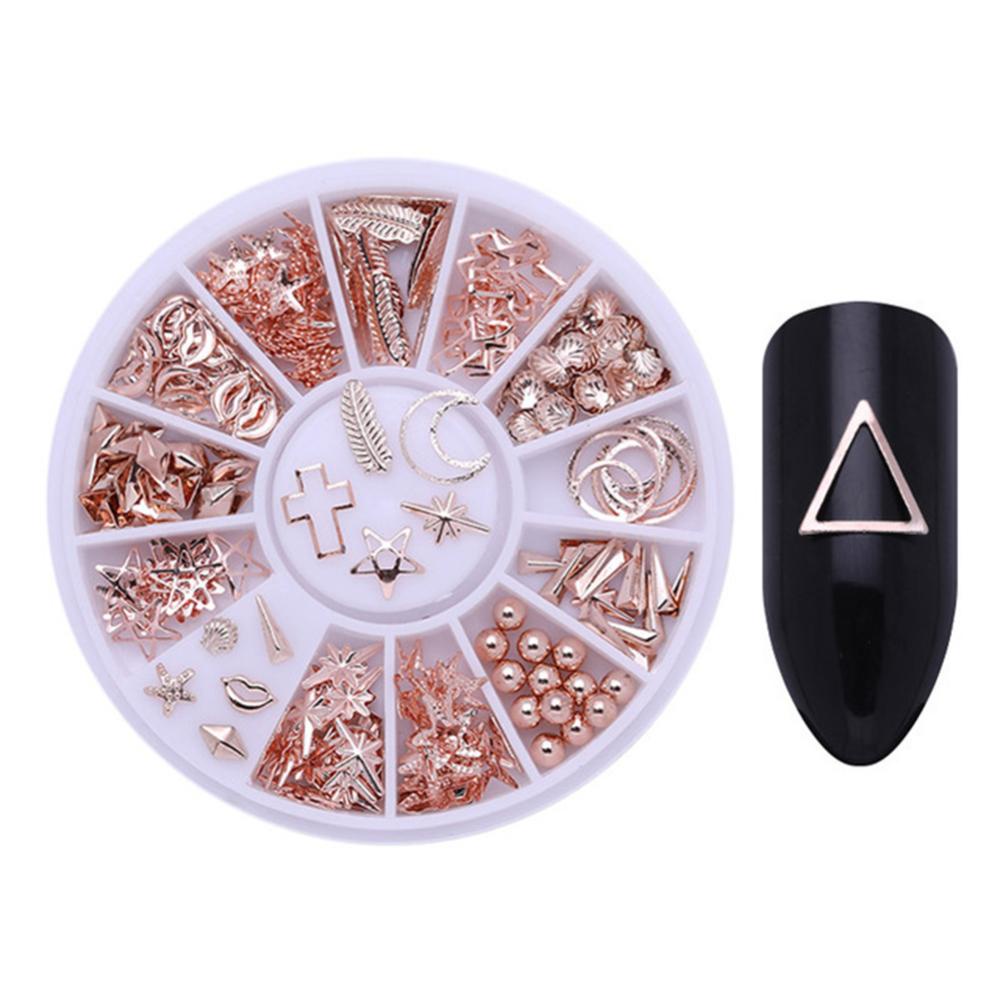 Timekey 12 Sekat / Kotak Hiasan Kuku Rivet / Mutiara / Berlian Imitasi Bahan Alloy Untuk Nail Art A7K8