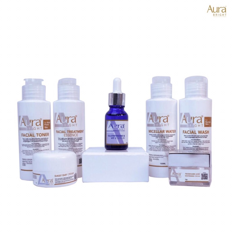 Aura Bright Signature Whitening Package jakarta original paket skincare aman halal cream pencerah