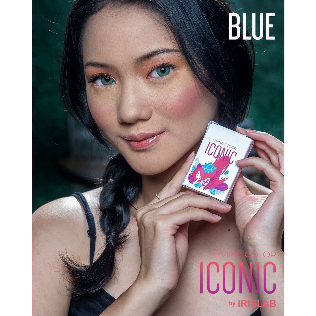 Softlens LIVING COLOR ICONIC DIA 14.40mm NORMAL &amp; MINUS (-0.50 s/d -6.00) / softlen / softlense BB SMOKEY BLUE /Lensa  Kontak/BS