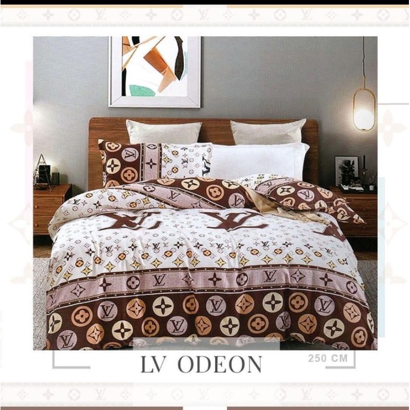sprei dan badcover set katun lokal star motif LV ODEON
