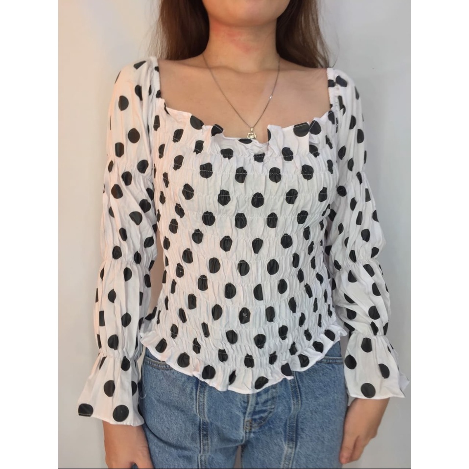 FWG - BLOUSE ARUMI / BAJU BLOUSE WANITA MOTIF POLKADOT / BLOUSE SABRINA POLKADOT