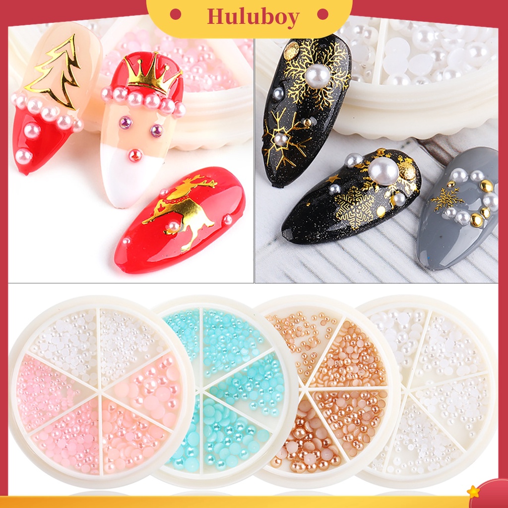 Huluboy Huluboy♡ Mutiara Imitasi Setengah Lingkaran 3D Aneka Warna Untuk Dekorasi Manicurenail Art DIY