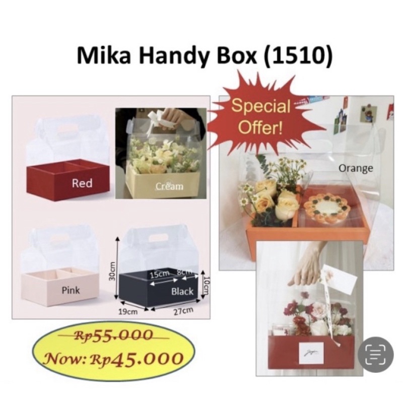 Mika Handy Box 1510 Box Bunga Mika Bloombox Mika Persegi Panjang Kotak bunga mika
