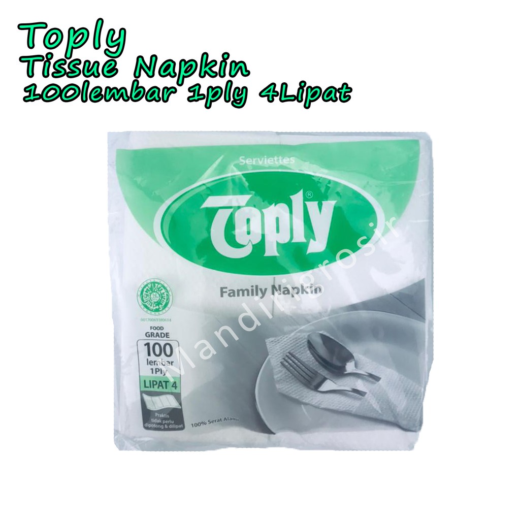 Tissue Napkin *Toply * Tissue Serbaguna * 100lembar 1ply 4Lipat