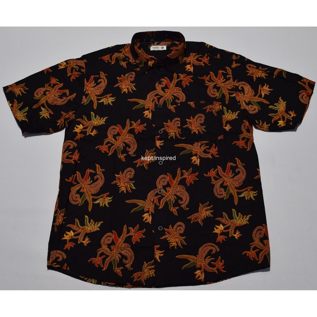 Kemeja Pria COLE Lengan Pendek Hitam Batik A0693 Original &Real Pic