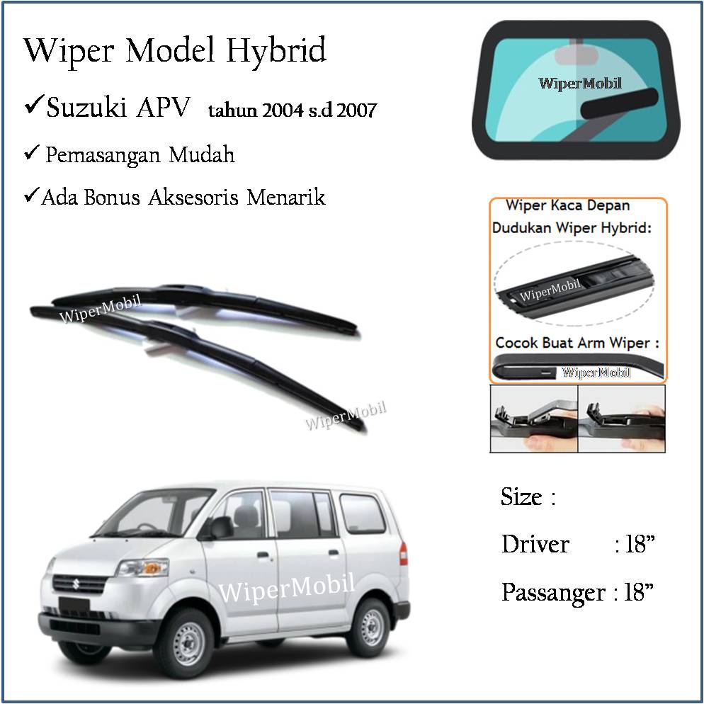 Wiper HYBRID Kaca Mobil Suzuki APV 2004 2005 2006 2007