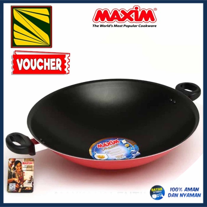 Maxim Valentino Wok Wajan Teflon anti lengket ukuran 30cm dan 36 cm - Maslon Wok 27 (PROMO)