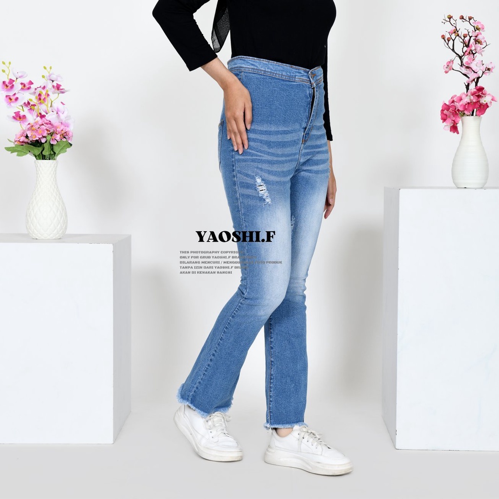 YAOSHI - Celana Jeans Highwaist Cutbray Hellen