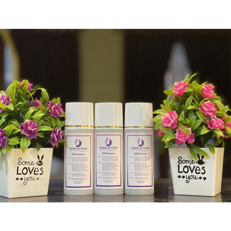 Facial Wash Farma R3 Glow AHA CLEANSER Original 100ml Ecer