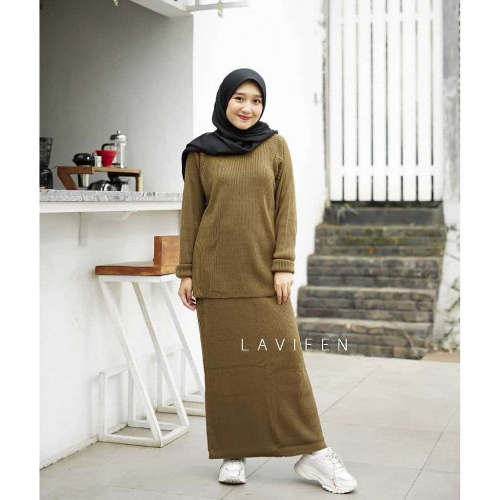 Boxy Set Stelan Rajut Wanita / Sweater Rajut Wanita / Set Knit 2in1 Sweater + Rok / Baju Rajut