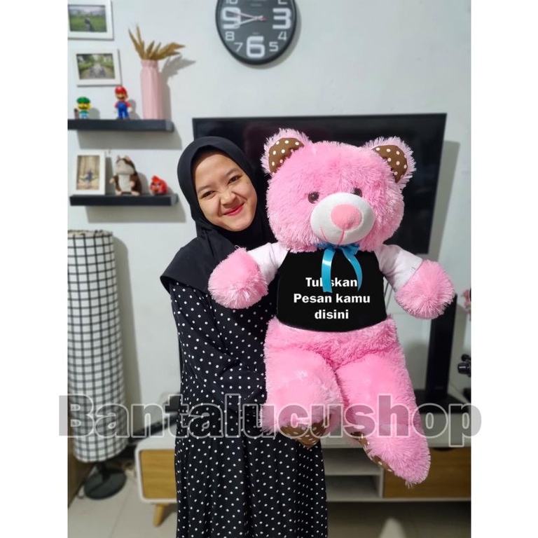 Boneka Beruang Custom Teddy Bear Panda Custom Tulisan XL 65CM