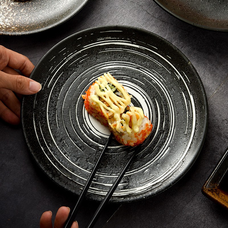 Japanese&amp;Korean Cuisine Porcelin Round Plates Piring Bulat Nuansa Jepang&amp;Korea Piring Steak Spagetti