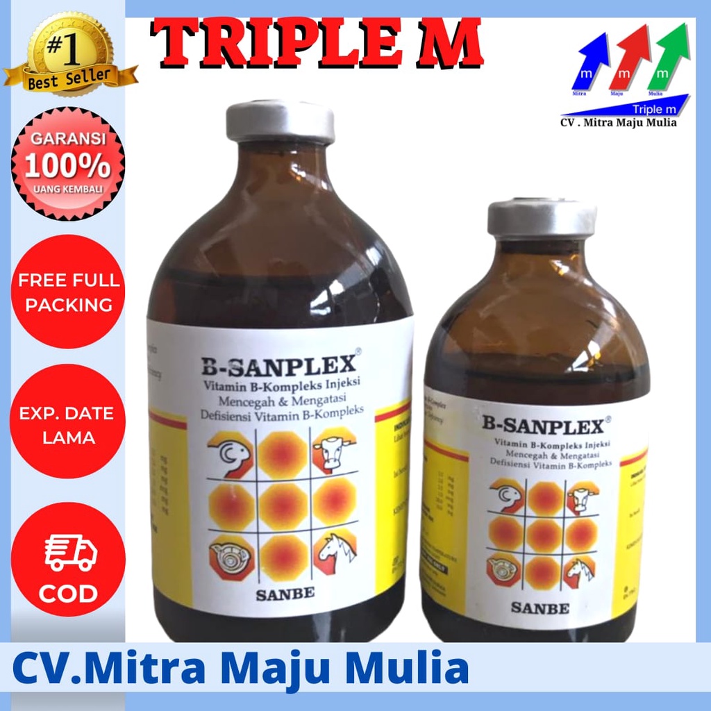 Jual B Sanplex 50 Ml Dan B Sanplex 100 Ml Vitamin B Komplek Hewan SANBE ...