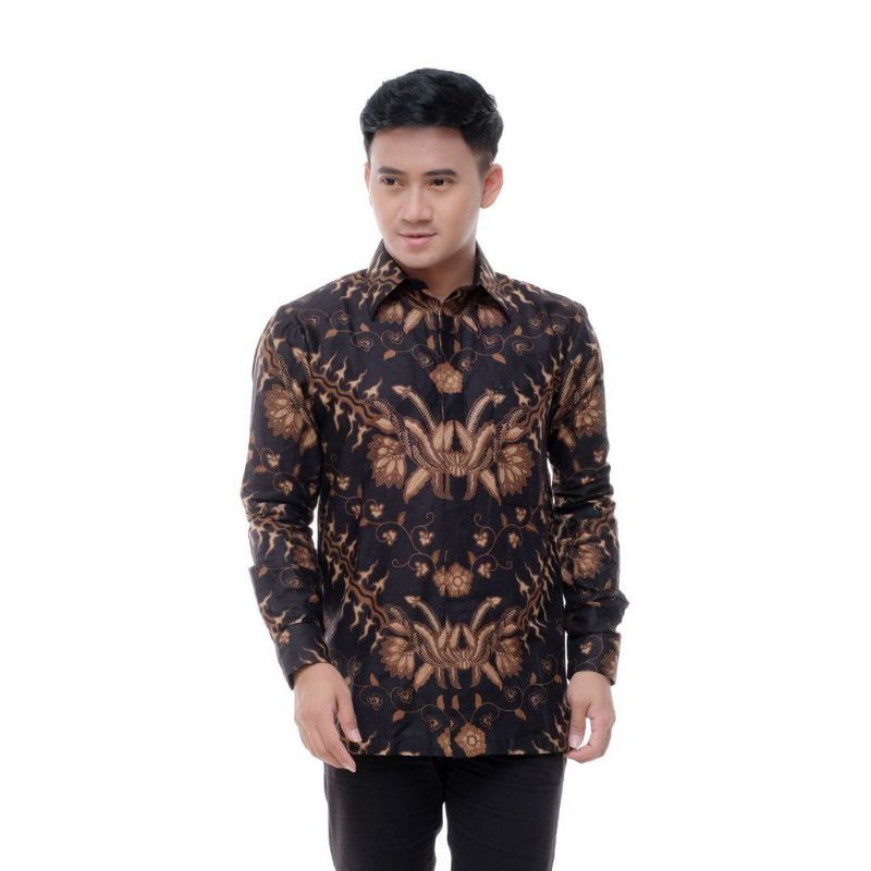 kemeja batik sogan lawasan kemeja lengan panjang size M  L XL XXL