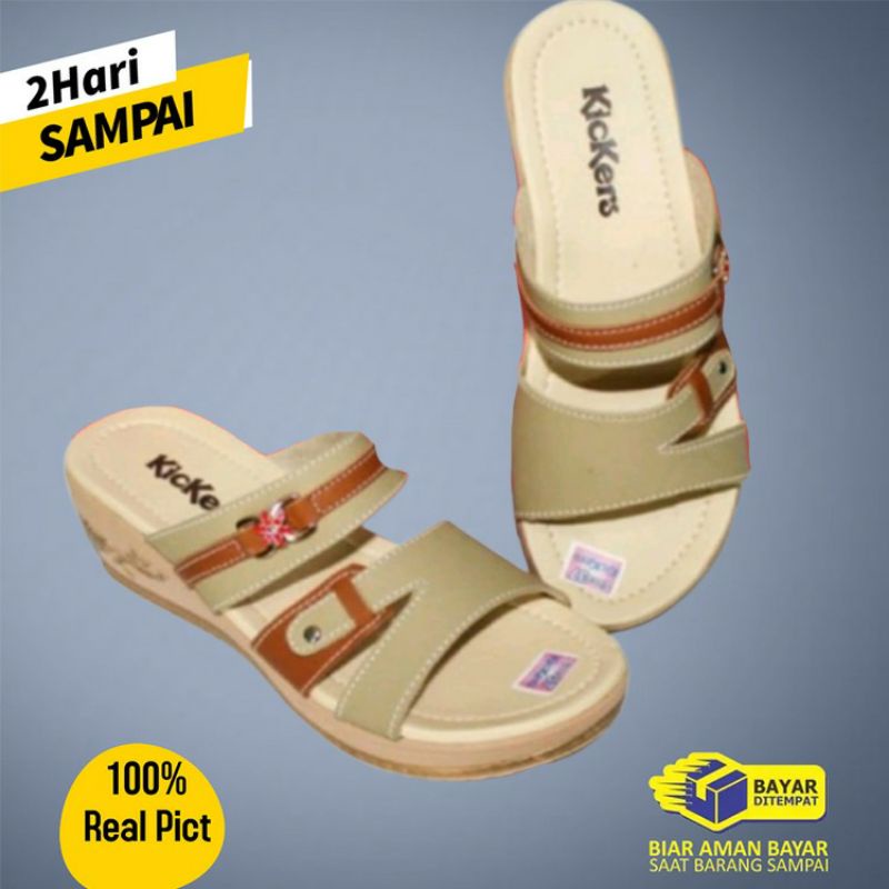 Sandal Sendal Wanita Wedges Kicker Kekinian Wedges Wanita Terbaru Wedges Sandal Wanita Kickers Terlaris