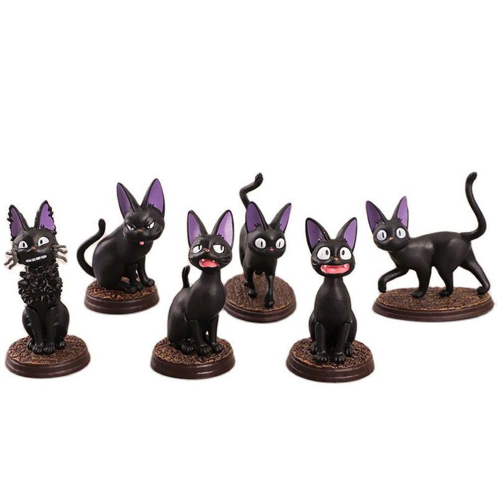 Agustina Black Cat Action Figure Hadiah 6pcs/set PVC Anime Mainan Lucu Dekorasi Rumah Patung Kecil Figure Ornamen