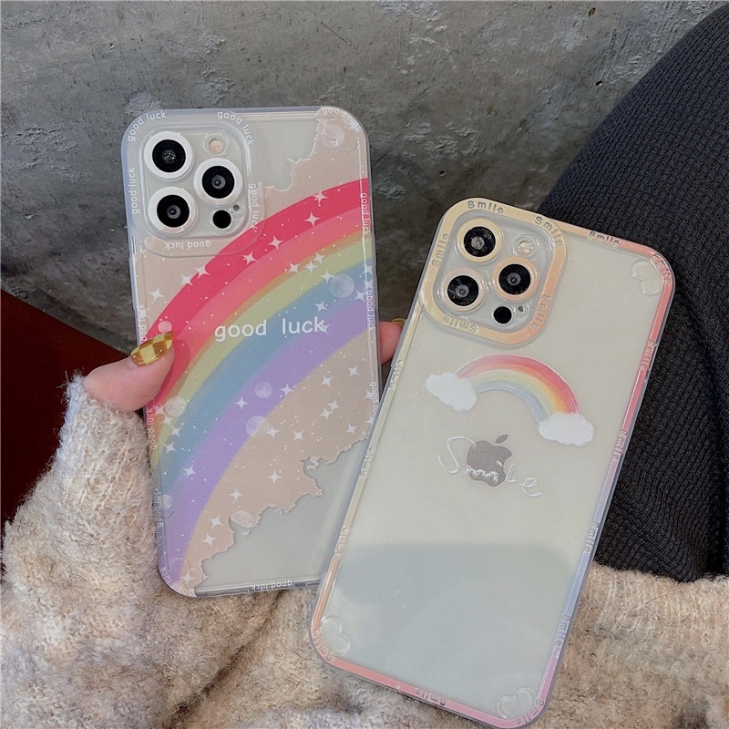 Transparan Rainbow Smile Softcase for iphone XS XS Max XR 11 Pro Max 12 Pro Max 13 Pro Max