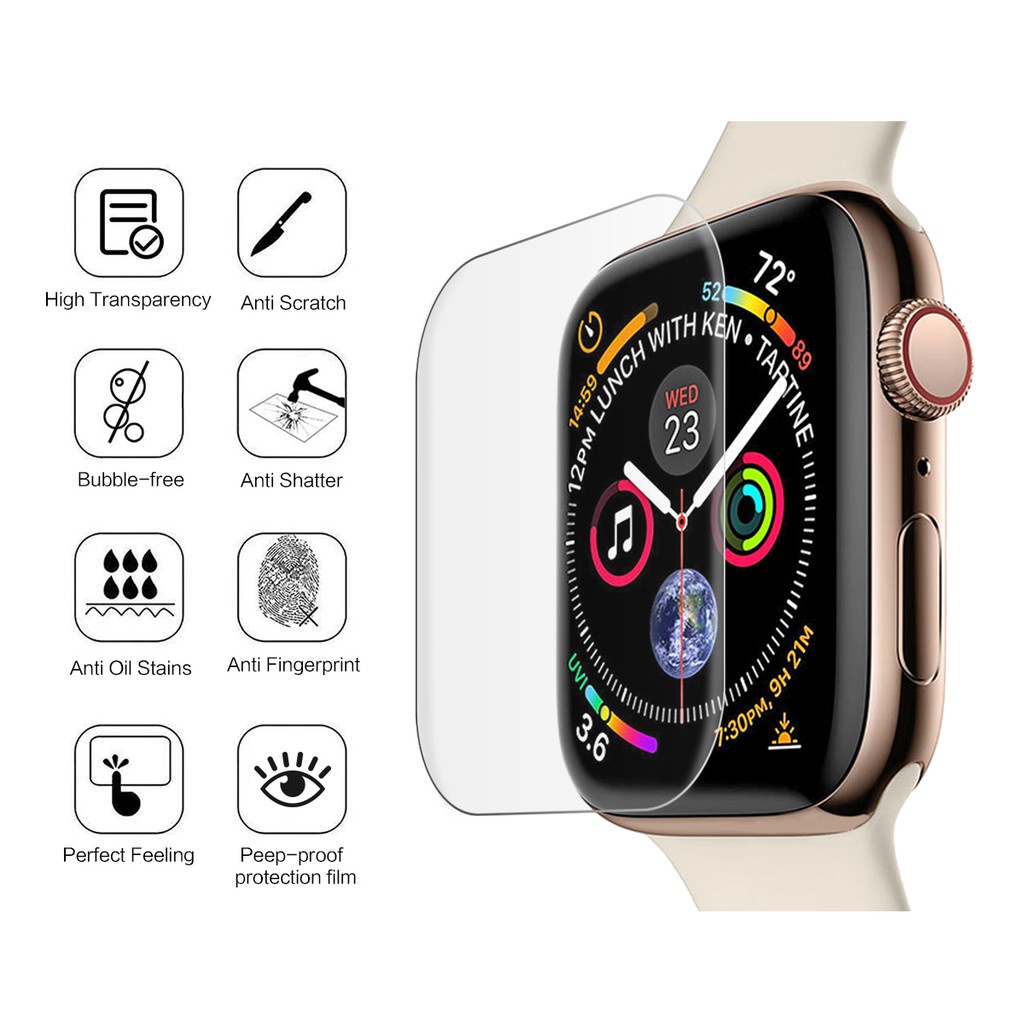 (2 pak) Film Pelindung Layar Cakupan Penuh TPU Tipis kompatibel untuk Apple Watch 45/41/44/40/42/38mm Seri 8/7/SE/6/5/4/3/2/1